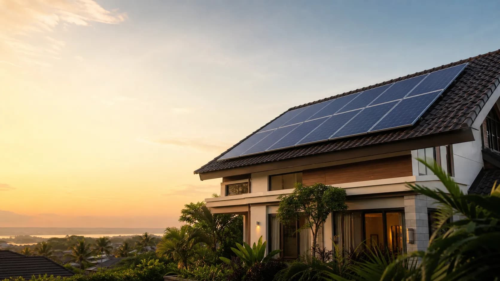 A Filipino home with rooftop solar panels