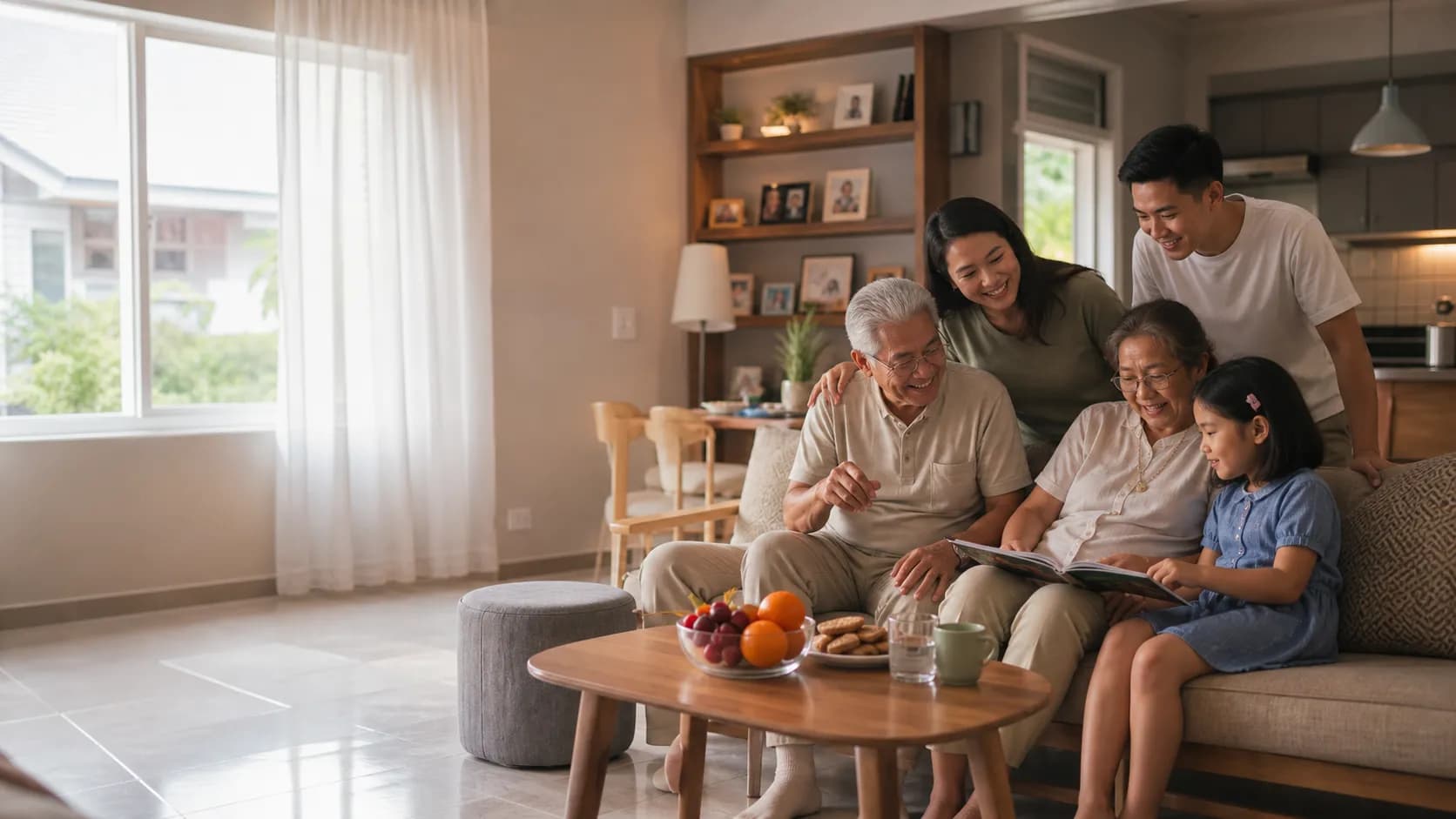 Family enjoying their solar-powered home